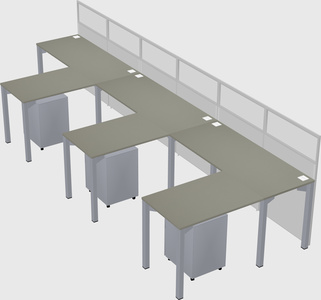 Shared l-shaped cubicle