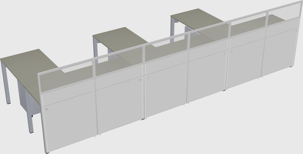 Shared l-shaped cubicle