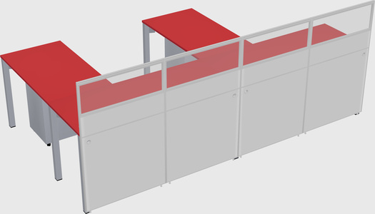 Shared l-shaped cubicle