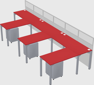 Shared l-shaped cubicle