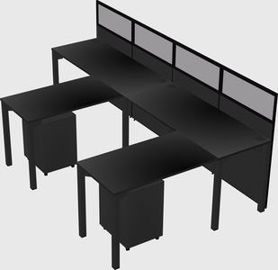 Shared l-shaped cubicle