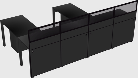 Shared l-shaped cubicle