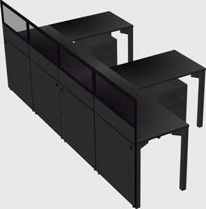 Shared l-shaped cubicle