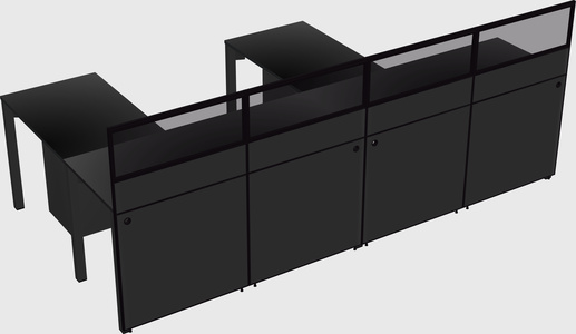 Shared l-shaped cubicle