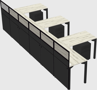 Shared l-shaped cubicle