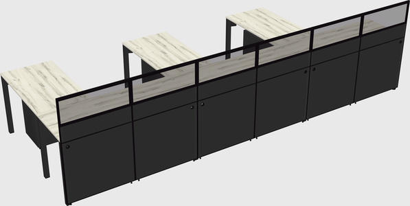 Shared l-shaped cubicle