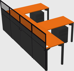 Shared l-shaped cubicle