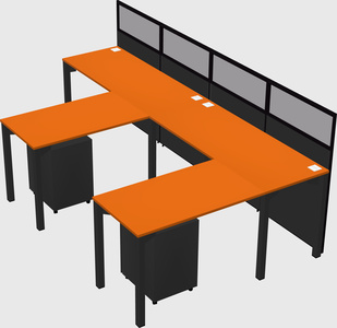 Shared l-shaped cubicle