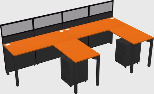 Shared l-shaped cubicle