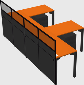 Shared l-shaped cubicle