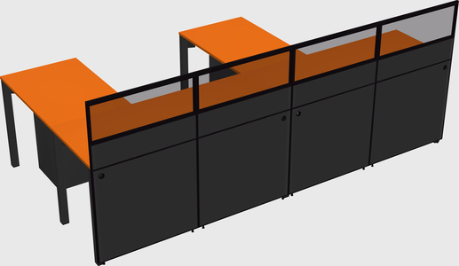 Shared l-shaped cubicle