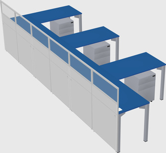 Shared l-shaped cubicle