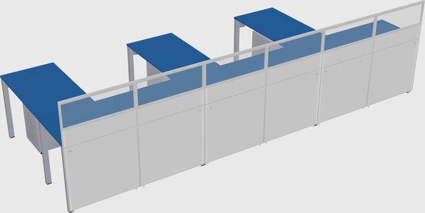 Shared l-shaped cubicle