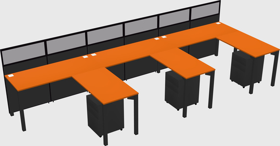 Shared l-shaped cubicle