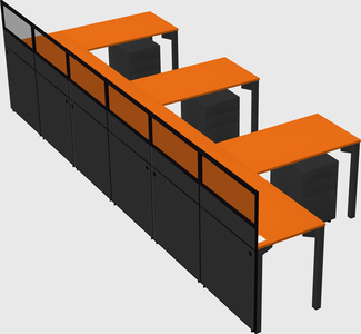 Shared l-shaped cubicle