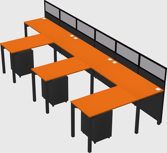 Shared l-shaped cubicle