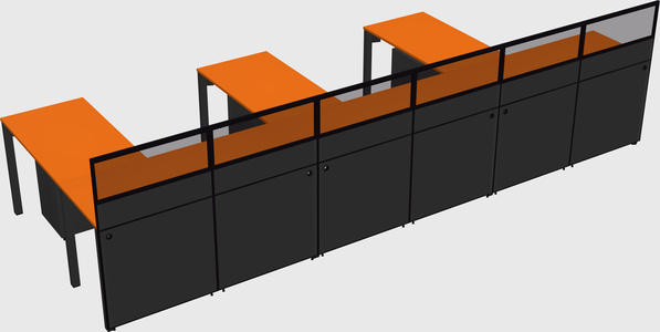 Shared l-shaped cubicle