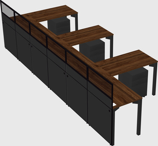Shared l-shaped cubicle