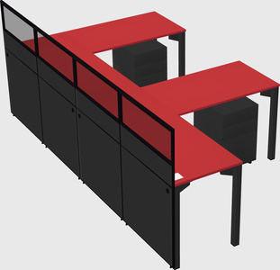 Shared l-shaped cubicle