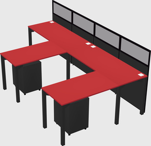 Shared l-shaped cubicle