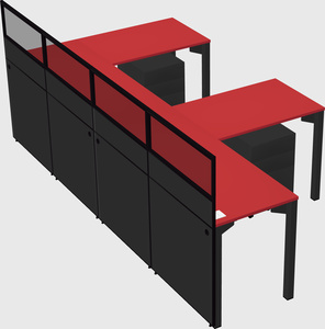 Shared l-shaped cubicle