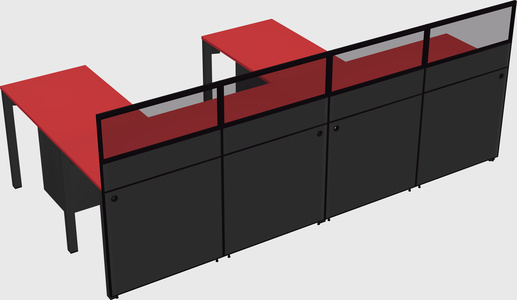 Shared l-shaped cubicle