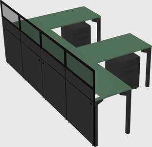 Shared l-shaped cubicle
