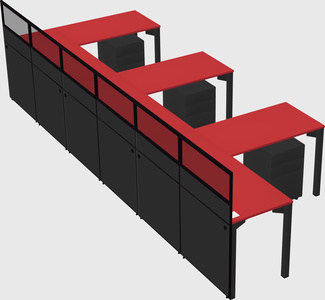 Shared l-shaped cubicle