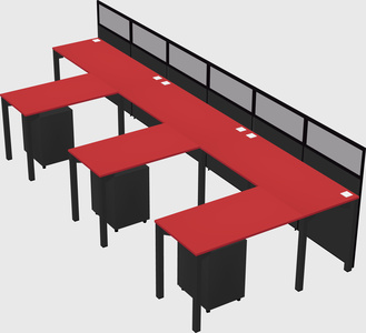 Shared l-shaped cubicle