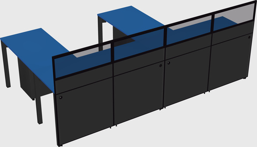 Shared l-shaped cubicle