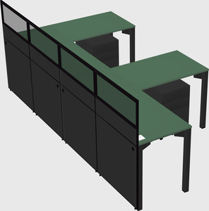 Shared l-shaped cubicle