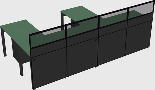 Shared l-shaped cubicle