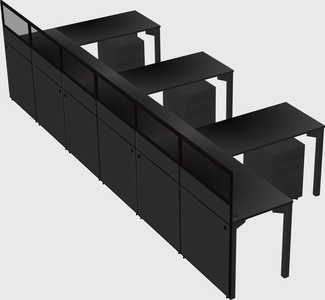 Shared l-shaped cubicle