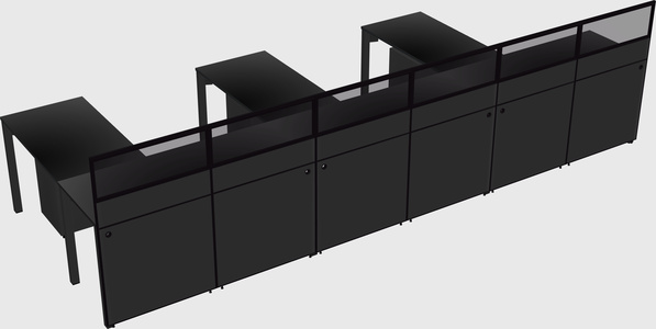 Shared l-shaped cubicle