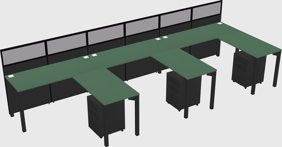 Shared l-shaped cubicle