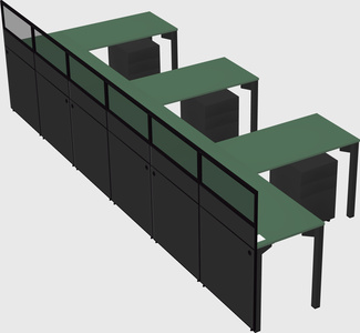 Shared l-shaped cubicle