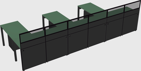 Shared l-shaped cubicle