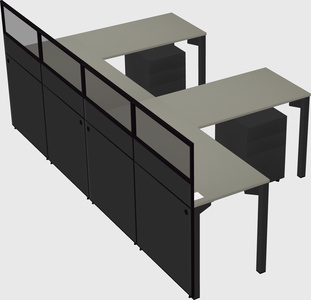 Shared l-shaped cubicle