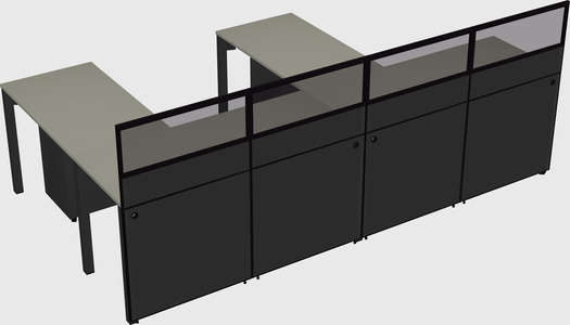 Shared l-shaped cubicle