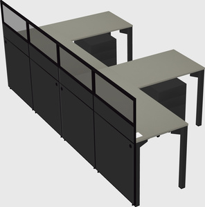 Shared l-shaped cubicle