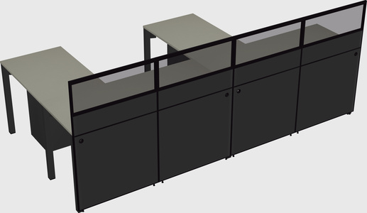 Shared l-shaped cubicle