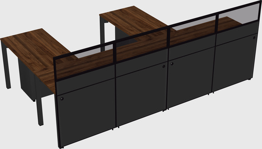 Shared l-shaped cubicle