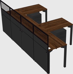 Shared l-shaped cubicle