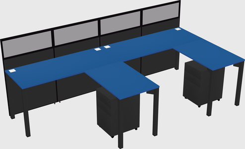 Shared l-shaped cubicle