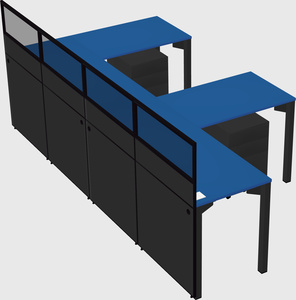 Shared l-shaped cubicle