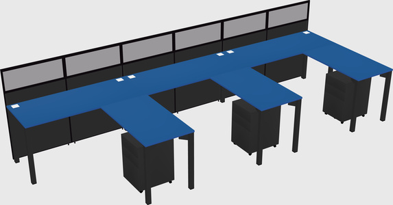 Shared l-shaped cubicle