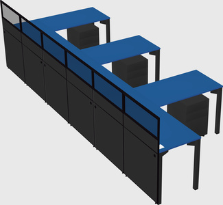 Shared l-shaped cubicle