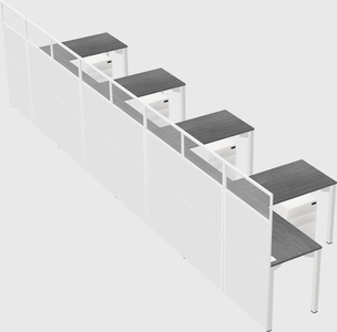 Shared l-shaped cubicle