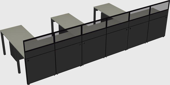 Shared l-shaped cubicle