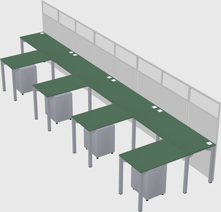 Shared l-shaped cubicle